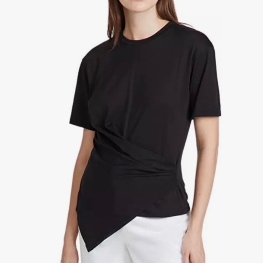 Theory Black Asymmetrical Short Sleeve Top size P, cotton